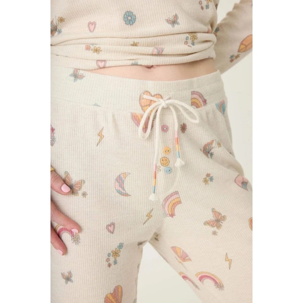 PJ Salvage Sunshine On My Mind Pajama Set Womens XL Light Oatmeal NWT - Picture 2 of 16